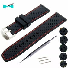 Cinturino orologio in gomma silicone nero tropicale subacqueo sub cucitura 22mm