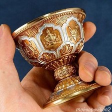 1pc 7.2cm Buddhism Holy Water Cup Alloy Tibetan Buddha Bowl Decorative