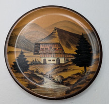 Vintage Beyer Wooden Plate Handcarved Handpainted Germany 9 3/4 inches