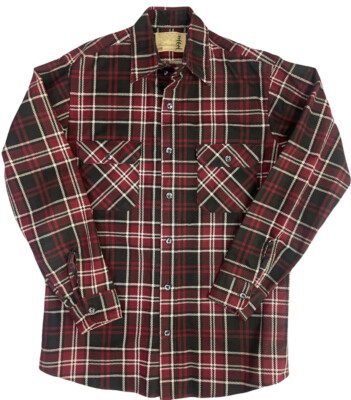 Vintage Sears Fieldmaster Tartan Flannel Shirt Perma-Press Mens Size Medium Tall