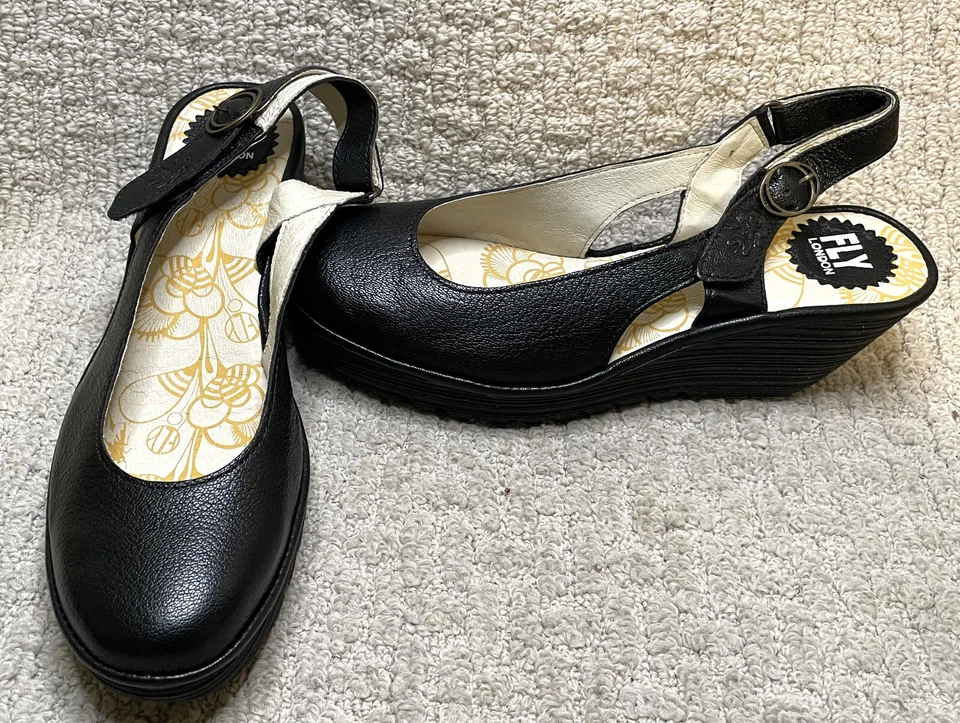 Zapatos FLY London de cuero negro con cordones YLUX979FLY NUEVOS EN CAJA 41 CAJA DE 10 EE. UU. Foto 2 de 4