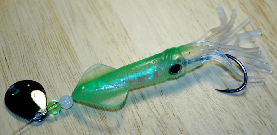 4 FLUKE PLAUNDER APAREJOS SEÑUELO HOLOGRÁFICO CALAMAR GAMAKATSU LUBINA BACALAO SALMÓN Foto 4 de 4