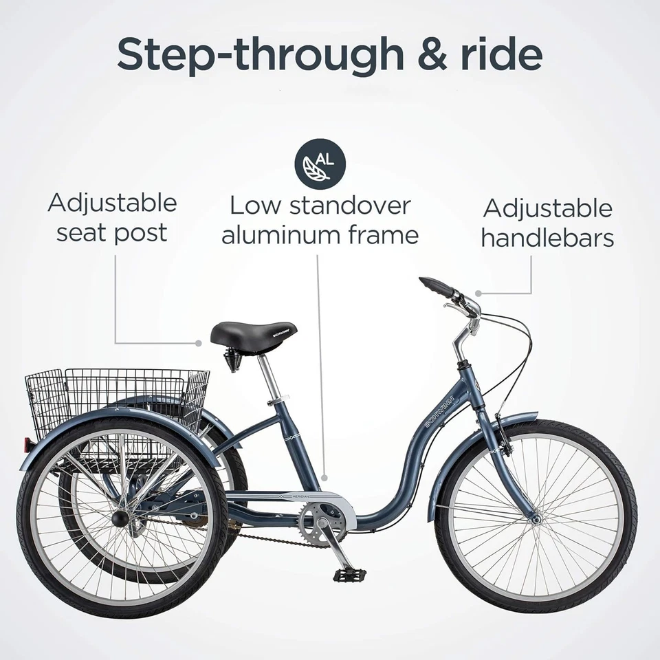 Cesta plegable conveniente Schwinn Meridian triciclo para adultos - ruedas de 24 pulgadas Foto 4 de 4