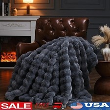Cozy Bubble Blanket Faux Fur Plush Throw Soft Warm Decorative Home Use