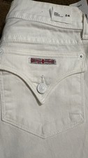 Hudson White Cropped Jeans Women  s Stretch Denim Mid Rise Button Zip Pockets