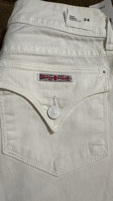 Hudson White Cropped Jeans Women s Stretch Denim Mid Rise Button Zip Pockets