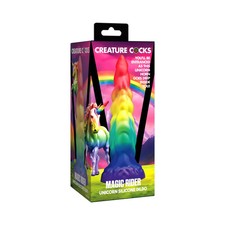 Rainbow Silicone Fantasy Dildo with Suction Cup 7 Inch Tapered Ribbed