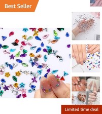 2000pcs Mini Colorful Rhinestones Nail Art Charm, Multi Shape Flat Back Nail ...