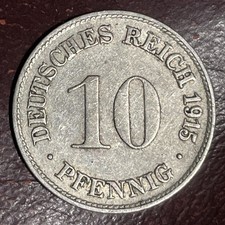 Germany 10 Pfennig 1915-D Extremely Fine + Coin - Imperial Eagle ***Scarcer