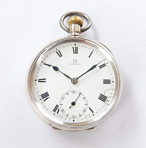 1915 SILVER CASED OMEGA 15 JEWELS SWISS LEVER POCKET WATCH WORKING