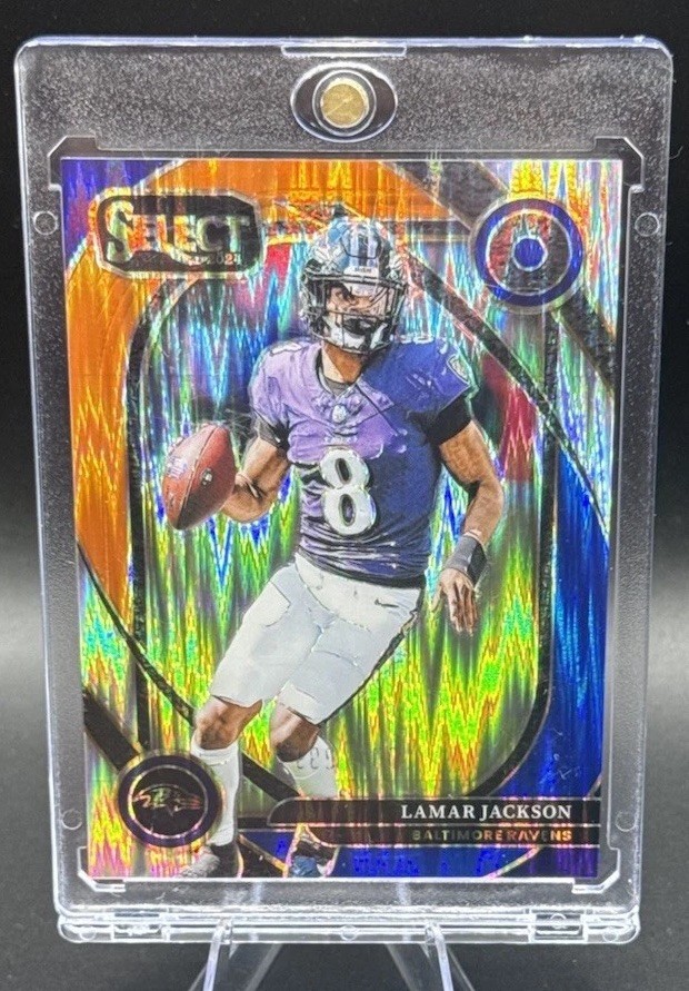 2024 Panini Select • LAMAR JACKSON /35 CLUB LEVEL BLUE ORANGE SP SHOCK PRIZM 🔥