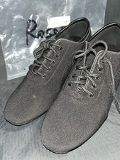 RoseMoli Black Lace-Up Ballroom Dance Shoes Unisex Low Heel Suede Sole