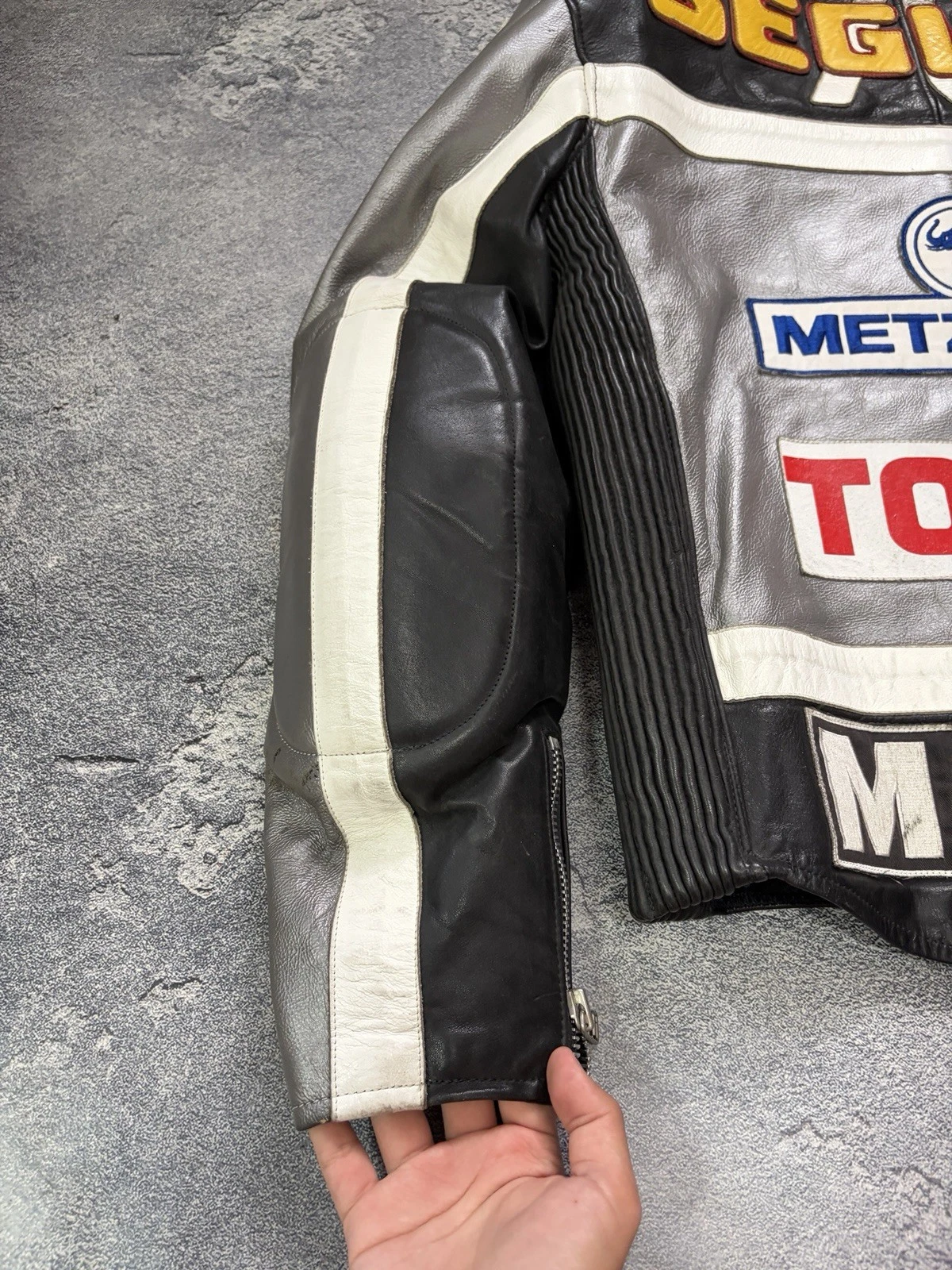 Vintage Segura Leather Racing Jacket Motul Total Dunlop Patches Biker Size M / 3 - product detail image 20