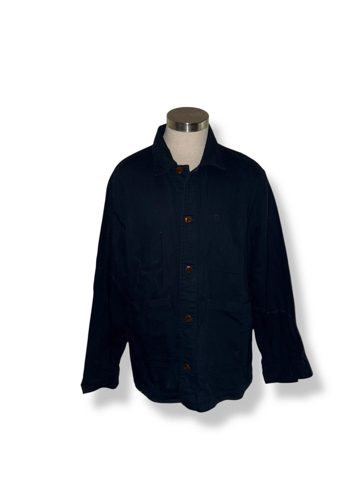 New $88 MAGASCHONI Man Button Up Flannel Shirt Navy, sz XL