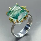 Sweet gem 12x11 mm Natural Fluorite Ring 925 Sterling Silver Size 8 /R488294