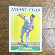 Score 1991 NO-HIT CLUB Dave Stieb #707 Toronto Blue Jays MLB Baseball Card