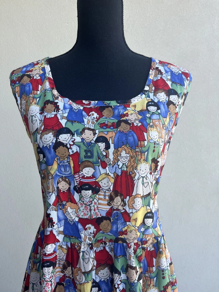 Maxi Vestido Teacher Algodón Sin Mangas Corbata Niños del Mundo - Talla S Foto 3 de 4