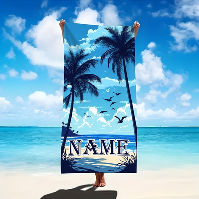 #ad Customizable Name Beach Towel Tropical Tree Design Sand Resistant Swim Towels ❀ $23.99