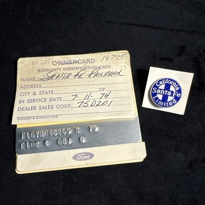 Antique Santa Fe California Limited Enamel Railroad Railway Pin Button & Card