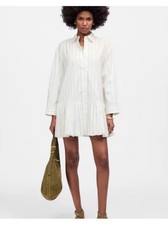 Madewell White/Black Striped Long Sleeve Bubble Hem Mini Shirtdress XS NWT