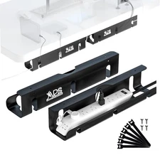 APS Under Desk Cable Management Tray, Two-Pack 16 Inch Black Metal Cord Organ...
