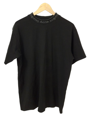 ACNE STUDIOS Men's UK Medium Black Monogram High Neck Thick T-Shirt Pre - Loved