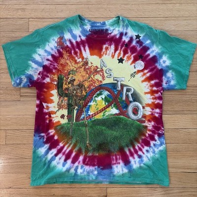 Travis Scott 2018 Astroworld Cactus Jack Tie Dye Dual Side Tour T Shirt | LARGE