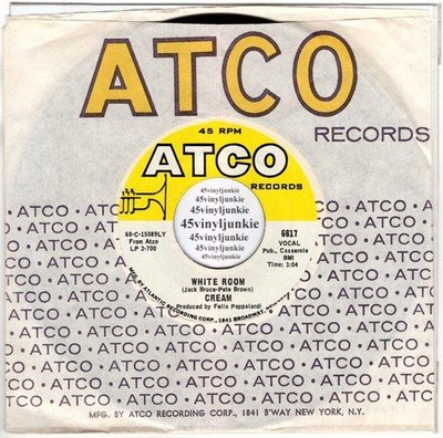 Cream 45 rpm ''White Room'' on Atco Records