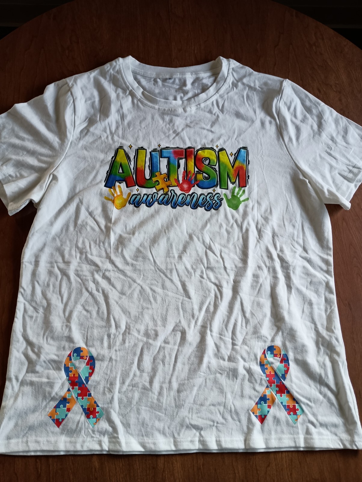 Autism Awareness Men's Women's Unbranded White Short Sleeve T-shirt Size XL
