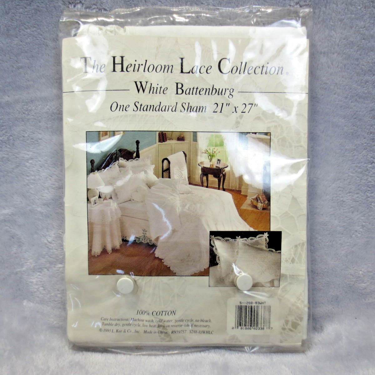 NWT 1993 Heirloom Lace Collection White Battenburg Pillow Sham 21
