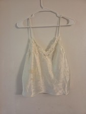 Vintage Victoria  s Secret size M ivory satin and lace cropped camisole top
