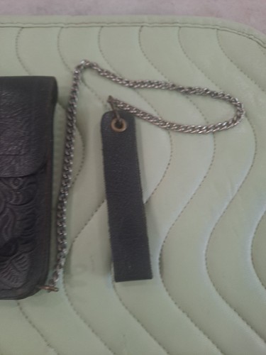 Leather Biker 8" BILLFOLD/WALLET w/ Chain, BLACK EMBOSSED - Picture 3 of 16