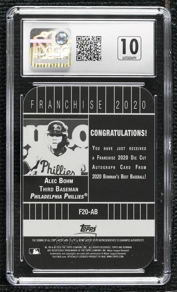 2020 Bowman's Best Franchise Die-Cut Gold Refractor /50 Alec Bohm CGC 9 Auto - Image 2 of 2