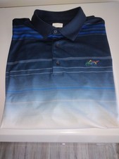 Greg Norman Play Dry Men's Golf Polo Shirt Blue White Striped XL