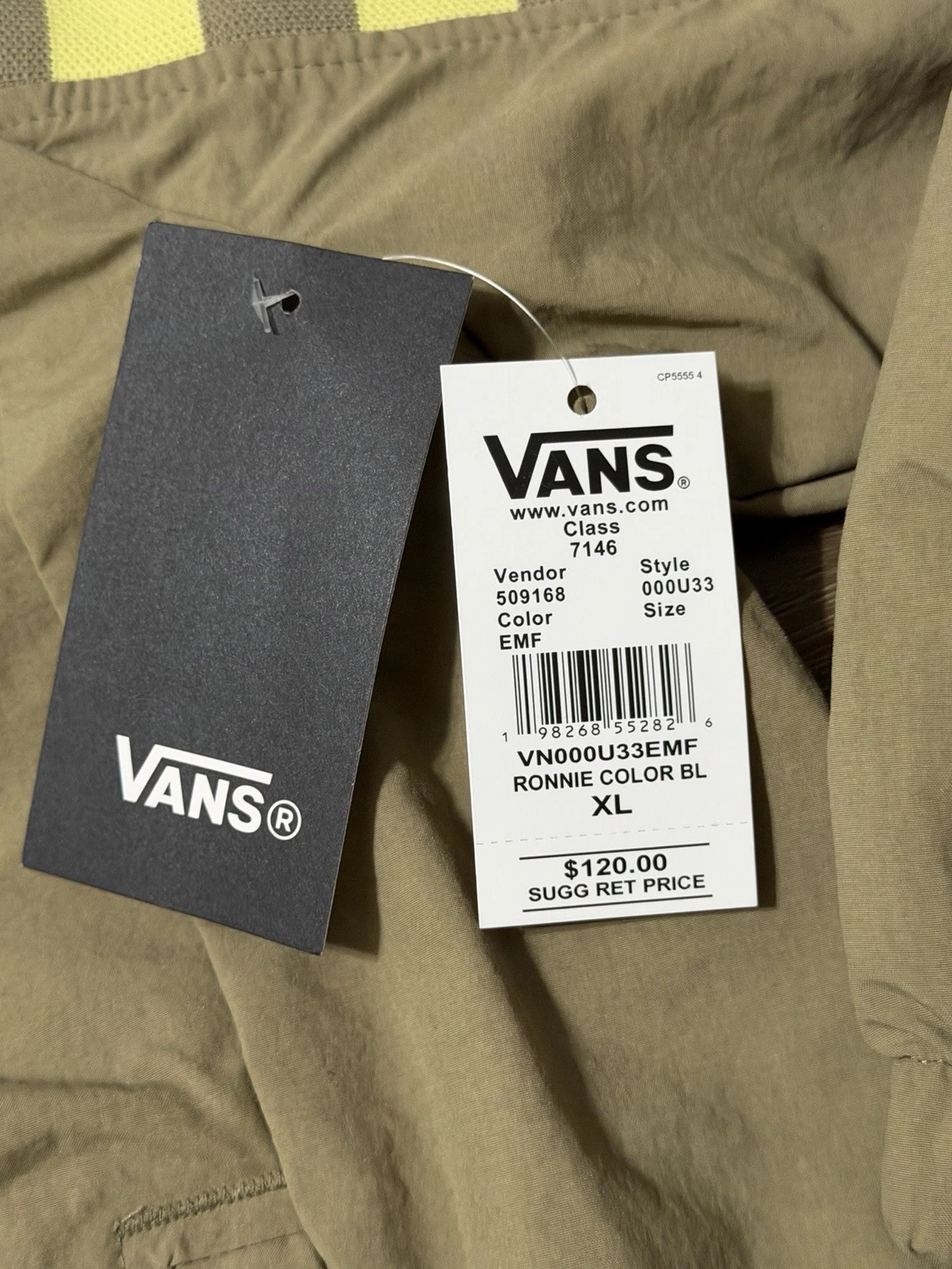 VANS Ronnie Color BL Men’s XL Beige/Yellow Checkered Full Zip Windbreaker image 11