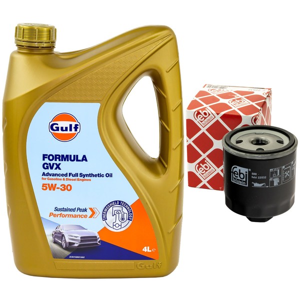 MotoröL Set Gulf Formula Gvx 5W-30 4 Liter + ÖLfilter FüR Audi A2 Seat Skoda Vw-image