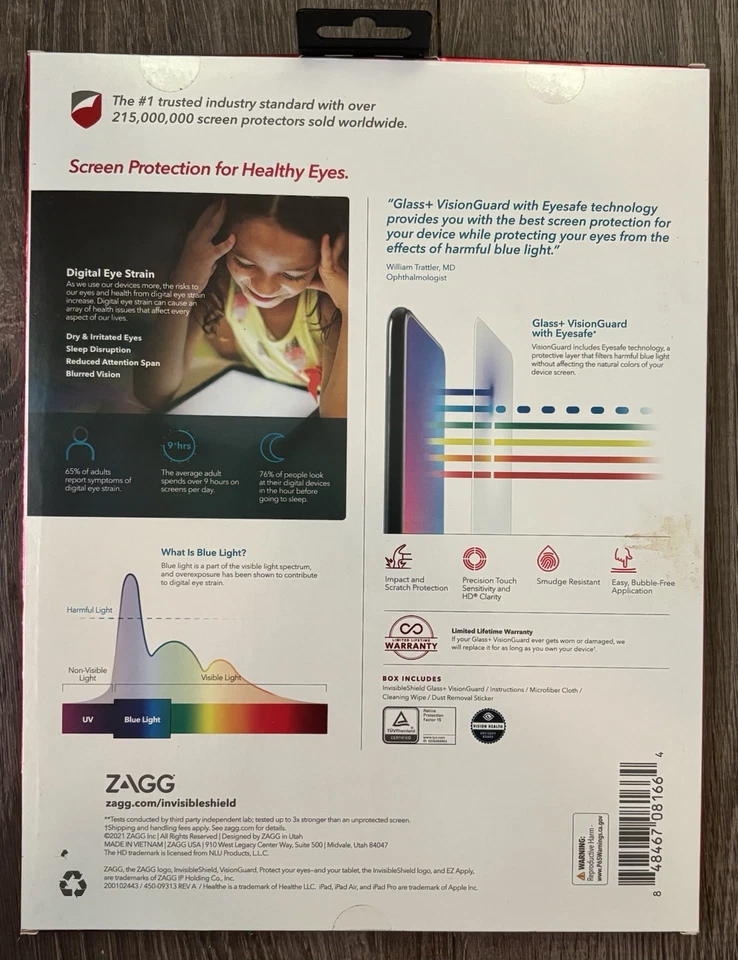 InvisibleShield Glass+ VisionGuard 9.7" iPad, iPad Pro, iPad Air 2 Glass Shield - Image 2 of 2