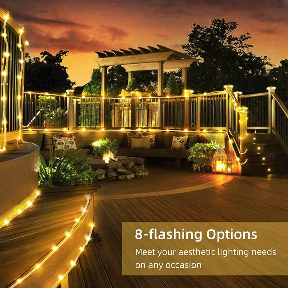 Solar Rope Lights 33FT 100LED Outdoor Solar String Lights IP65 Waterproof - Image 3 of 4
