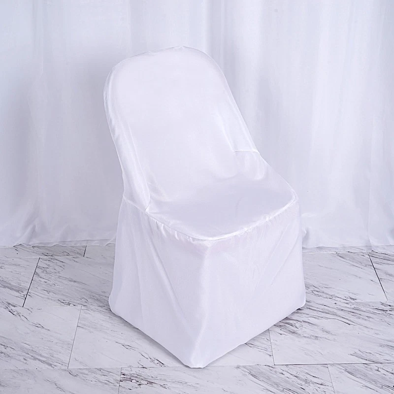 100 White Polyester Folding Chair Covers Wedding Banquet Reception Decorations - Image 2 of 4