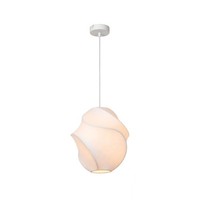 Pendelleuchte Seide Weiß HöHenverstellbar Rund Ø25 Cm E27 HäNgelampe Wohnzimmer