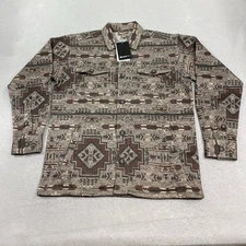 Ariat Shirt Jacket Mens Medium Brown Aztec Fleece Caldwell Western Cowboy