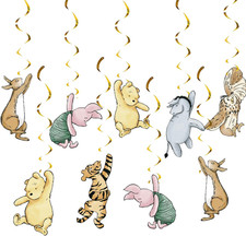 18Pcs Winnie Baby Shower Decorations Classic Pooh Hanging Decorations Swirls for