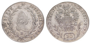 Joseph II House of Habsburg silver 20 Kreutzer 1783 B Kremnitz 6 58g