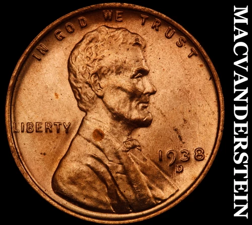 1938-D Lincoln Wheat Cent- Choice Gem Brilliant Unc Luster No Reserve #J4664