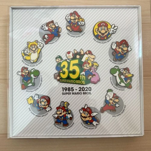 Super Mario Bros 35th Anniversary Pin Badge Full Set Gift Box Nintendo