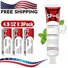 Remove Yellow Tooth Stains SP-6 6-Probiotic Whitening Toothpaste Brighten 14.7oz