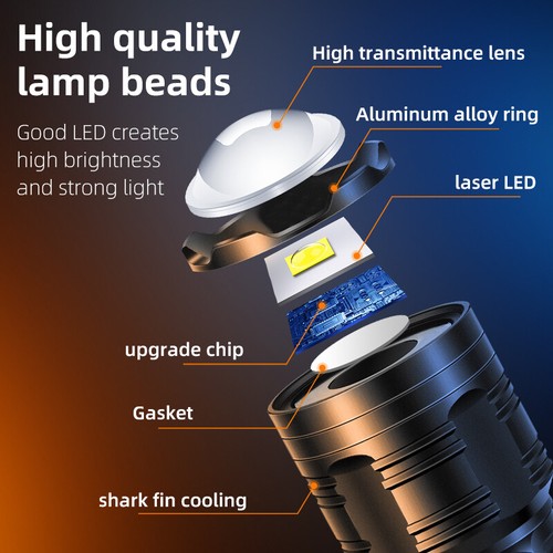 Linterna UV súper brillante recargable con zoom camping senderismo antorcha - Imagen 11 de 25