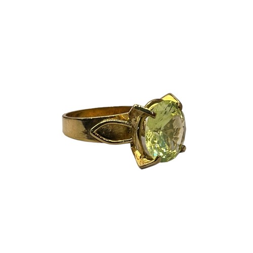9ct 9K Yellow Gold Created Green Peridot Ladies Ring Size N1/2. Brand New - Picture 2 of 8