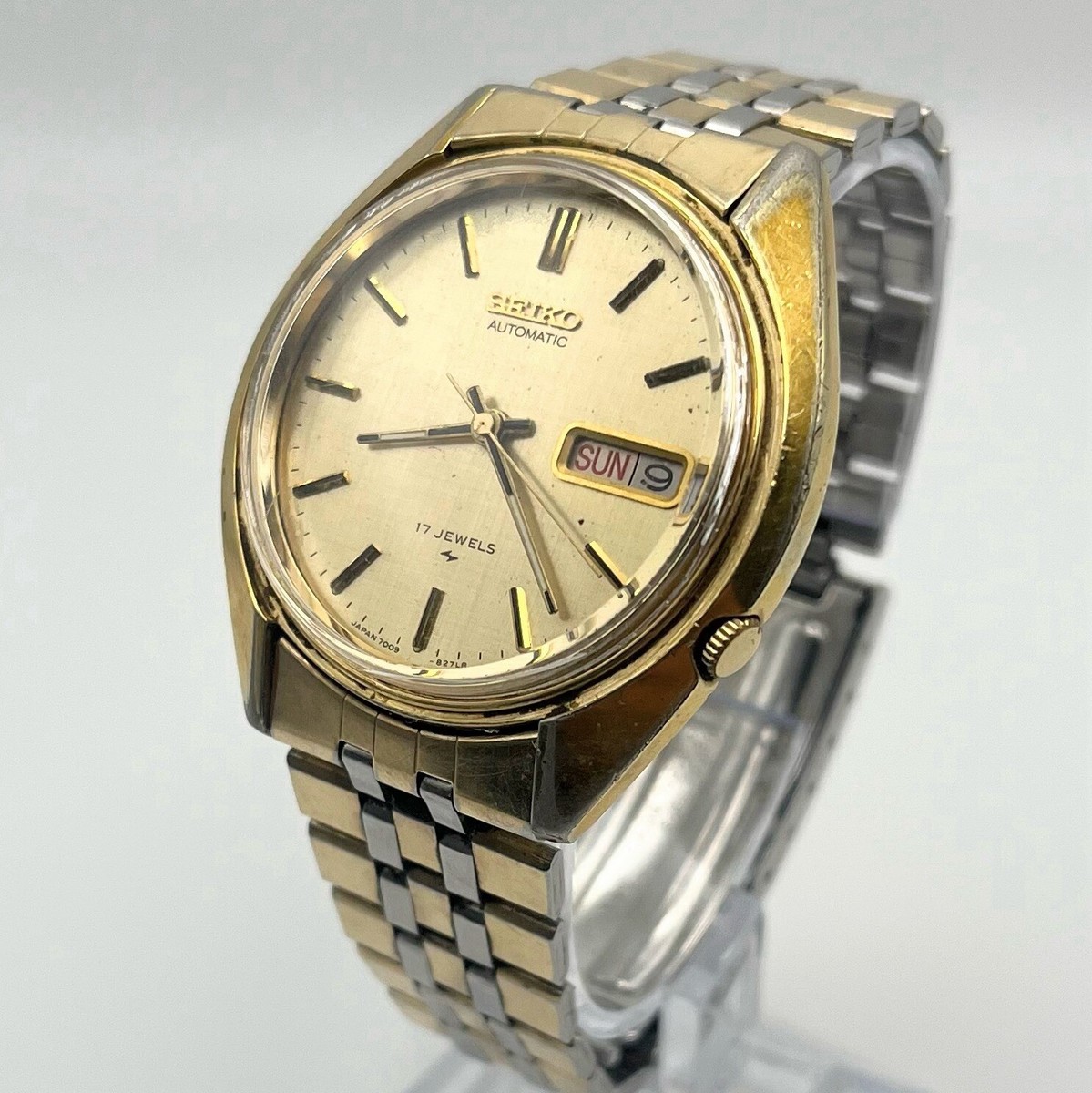 PASMO 金色 Vintage Seiko 7009-8279-P Automatic 17 Jewels Day Date Gold