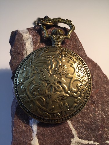 Pocket Watch Case Pendant OOAK w Steampunk Altered Art handmade USA 18 inch 470 - Picture 4 of 9
